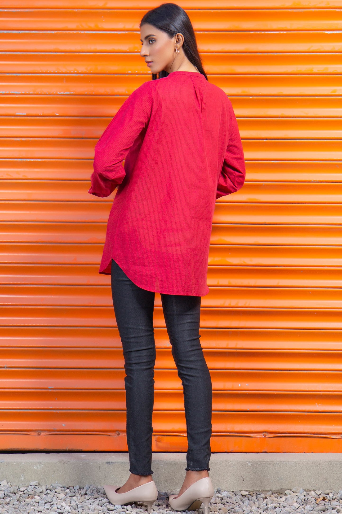 Stitched 1 Piece Embroidered Yarn Dyed Shirt