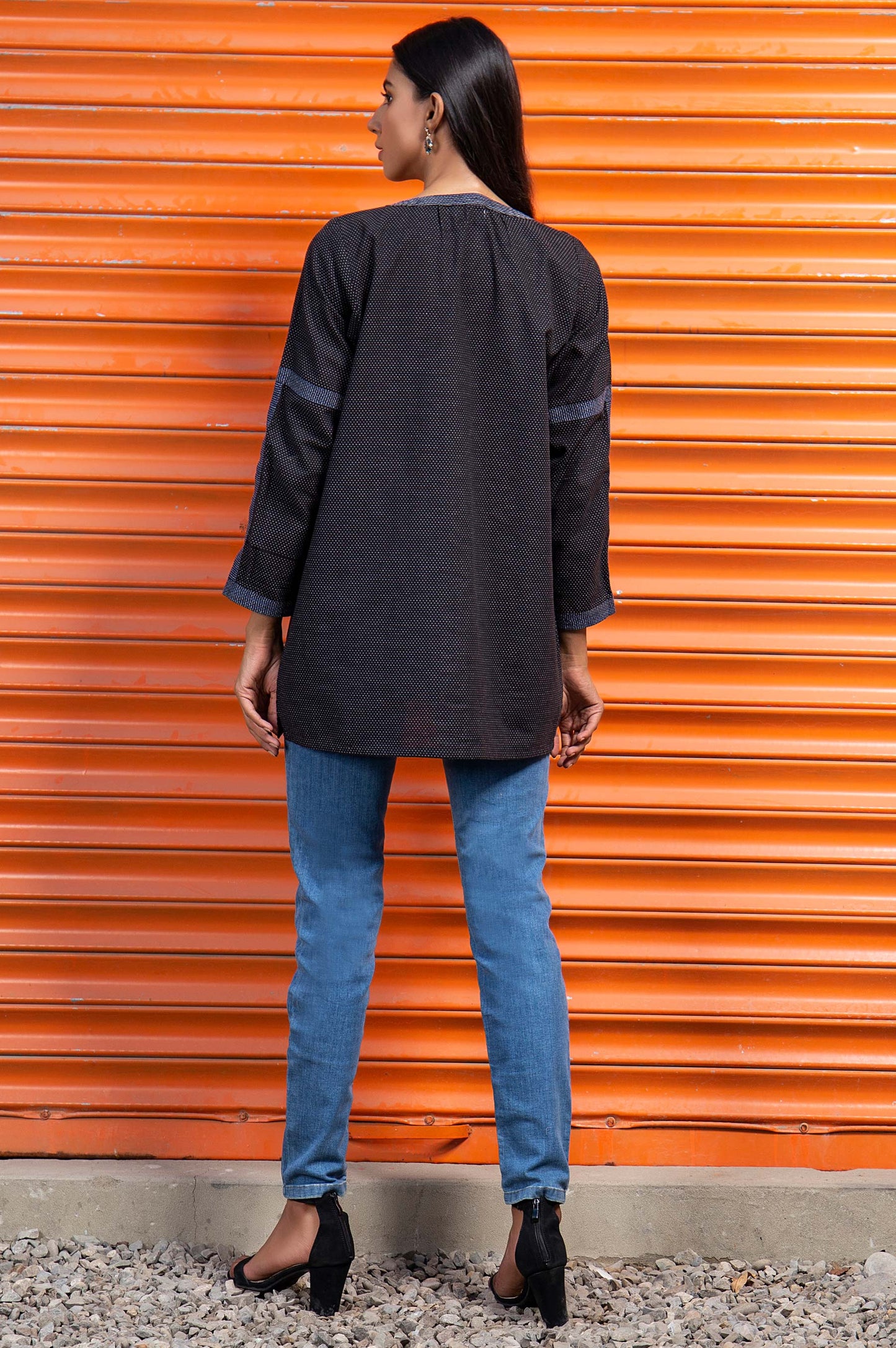 Stitched 1 Piece Embellished Yarn Dyed Shirt