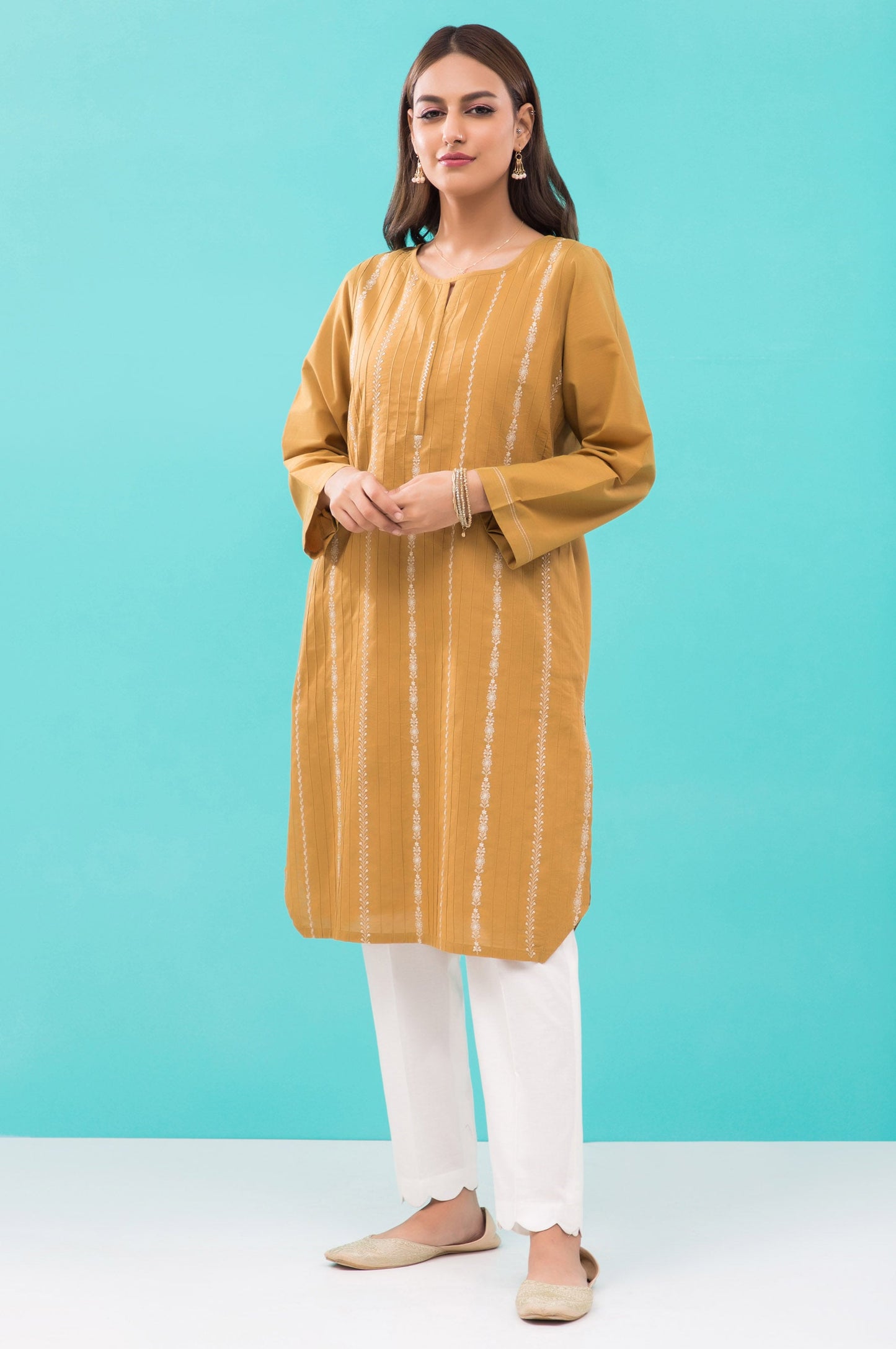 Stitched 1 Piece Embroidered Yarn Dyed Shirt