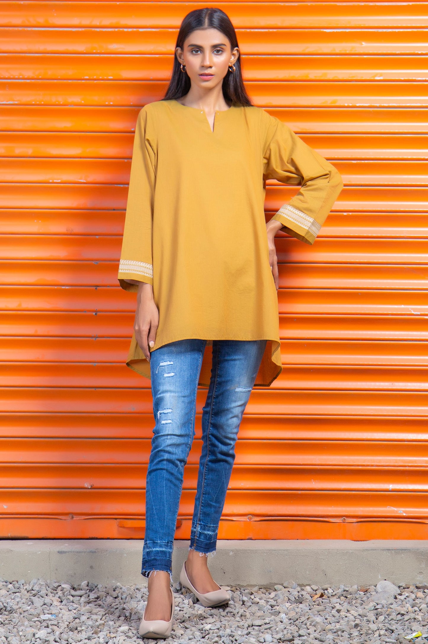 Stitched 1 Piece Embroidered Yarn Dyed Shirt