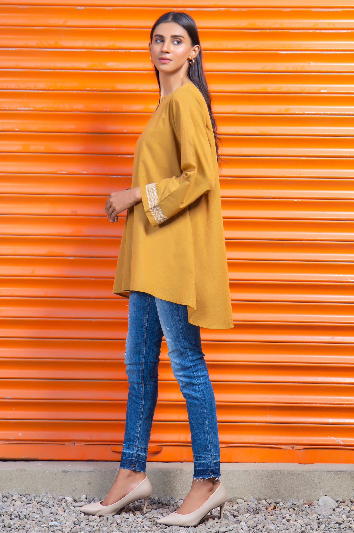 Stitched 1 Piece Embroidered Yarn Dyed Shirt