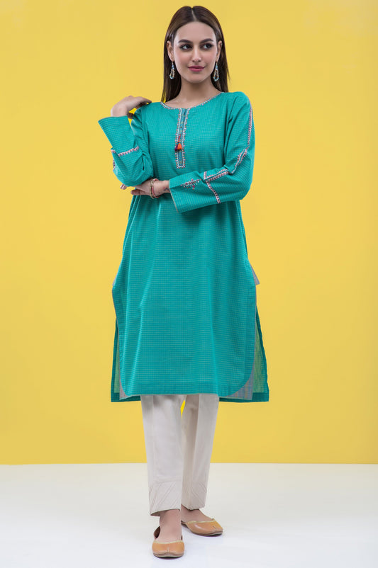 Stitched 1 Piece Embroidered Yarn Dyed Shirt