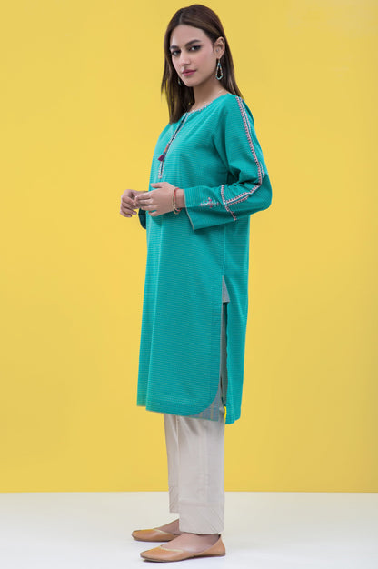 Stitched 1 Piece Embroidered Yarn Dyed Shirt