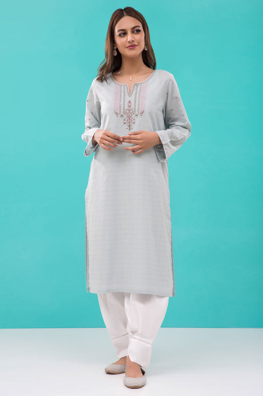 Stitched 1 Piece Embroidered Zari Lawn Shirt