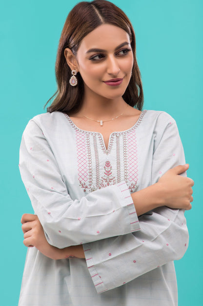 Stitched 1 Piece Embroidered Zari Lawn Shirt