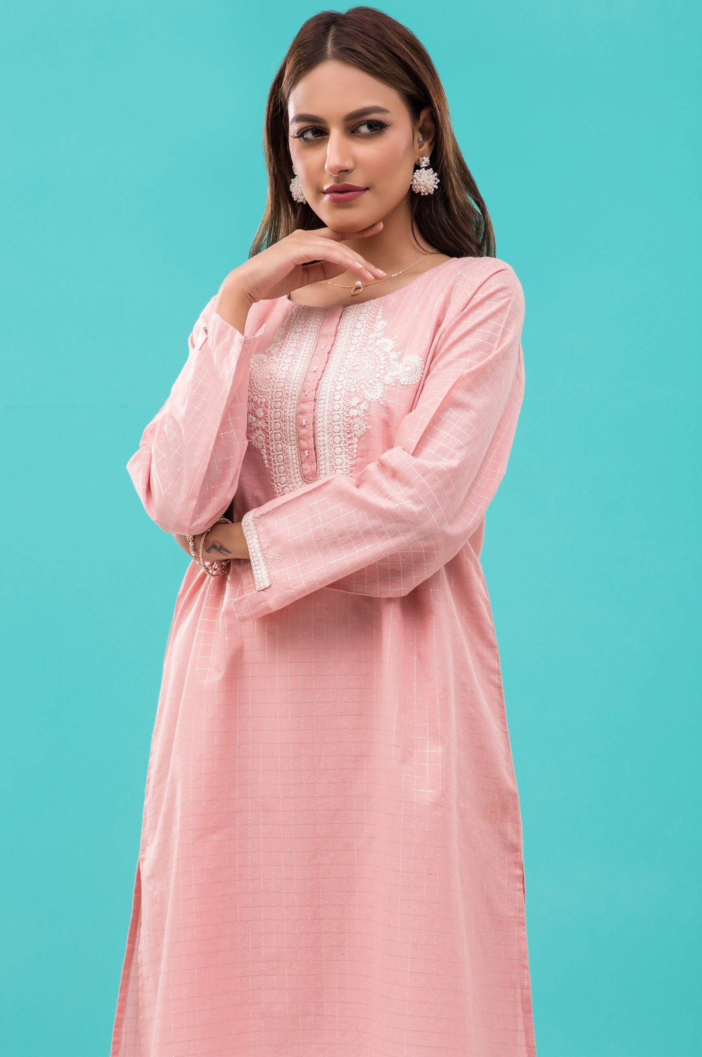 Stitched 1 Piece Embroidered Zari Lawn Shirt