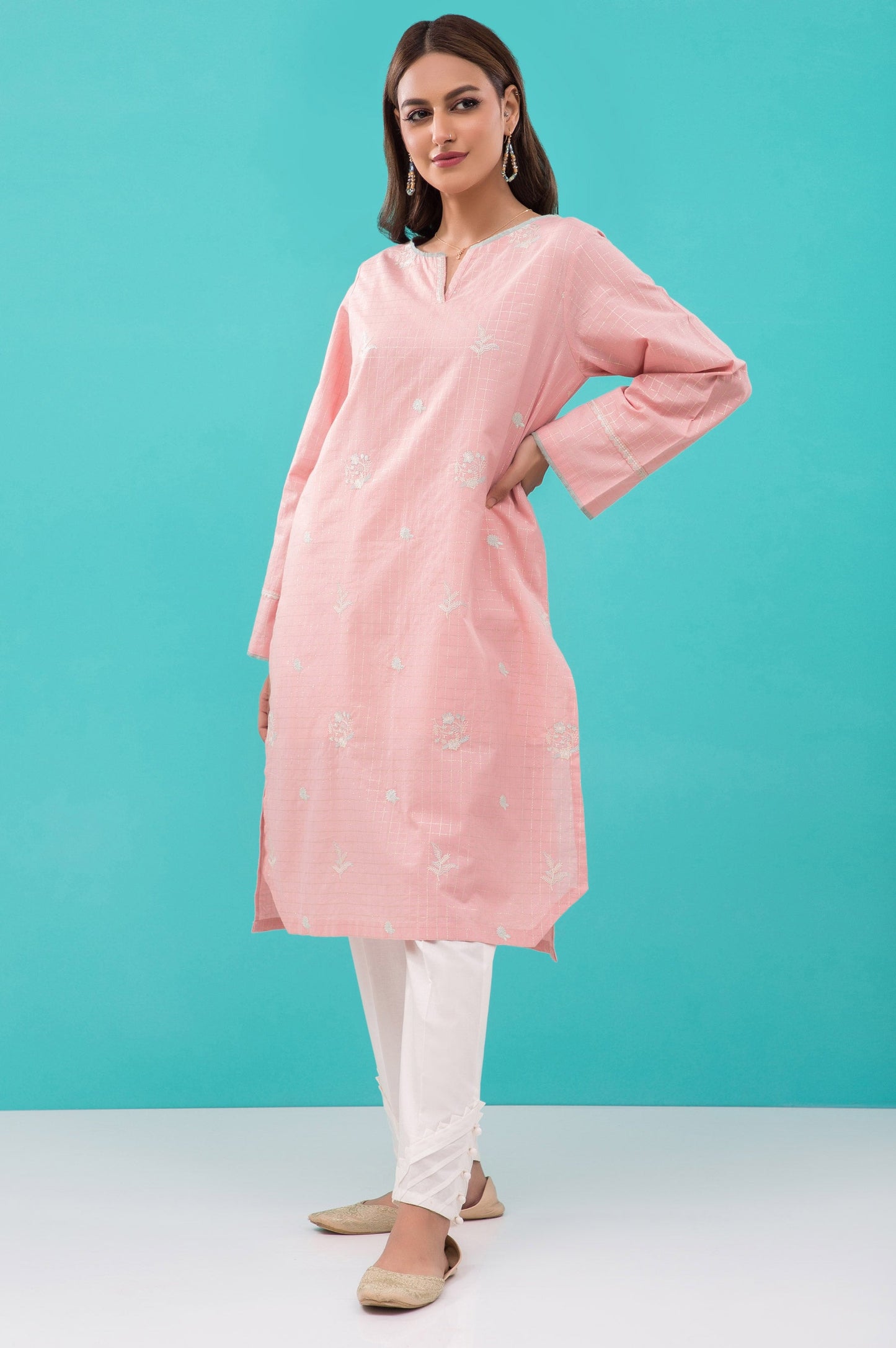 Stitched 1 Piece Embroidered Zari Lawn Shirt