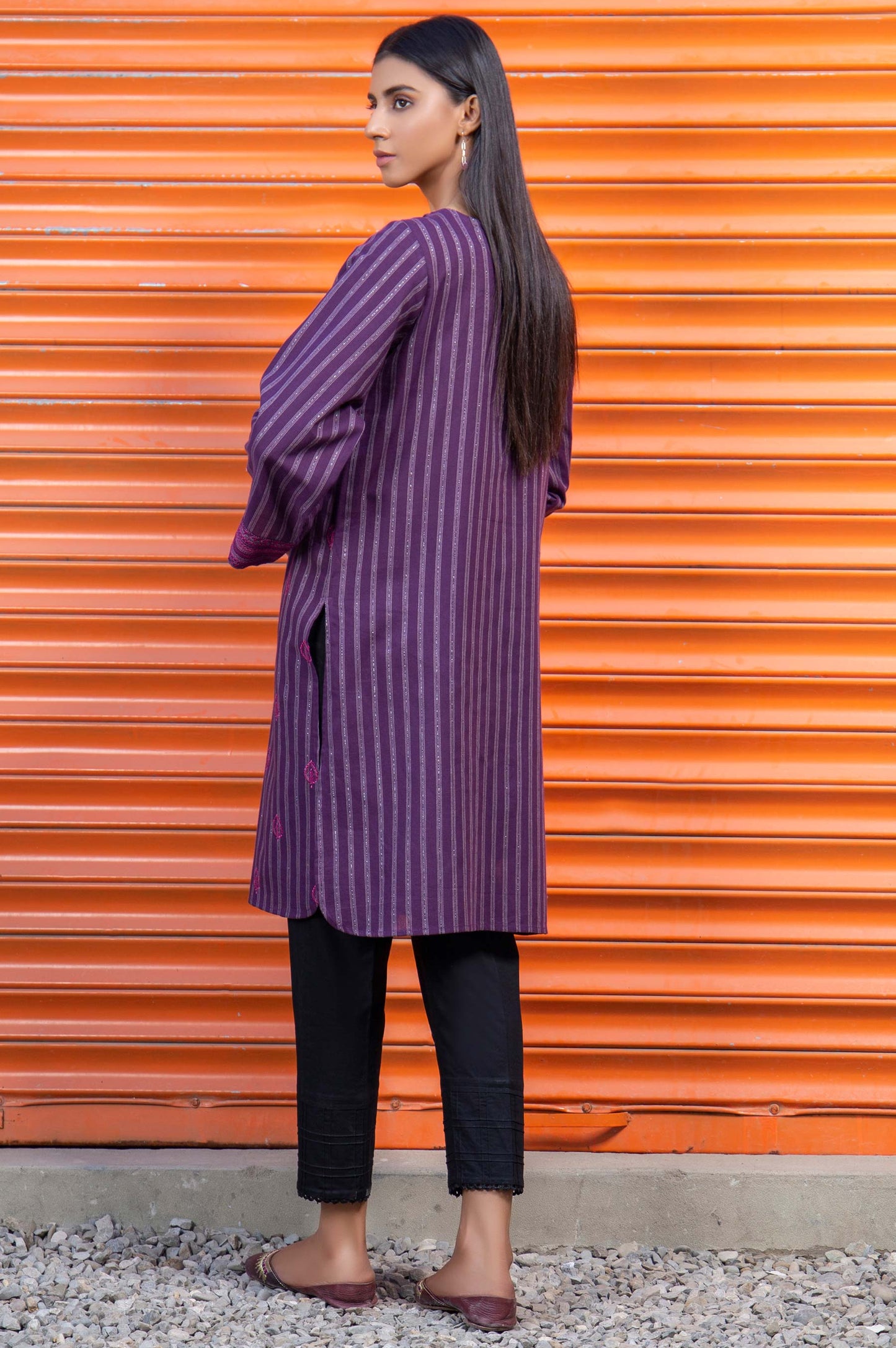 Stitched 1 Piece Embroidered Yarn Dyed Shirt