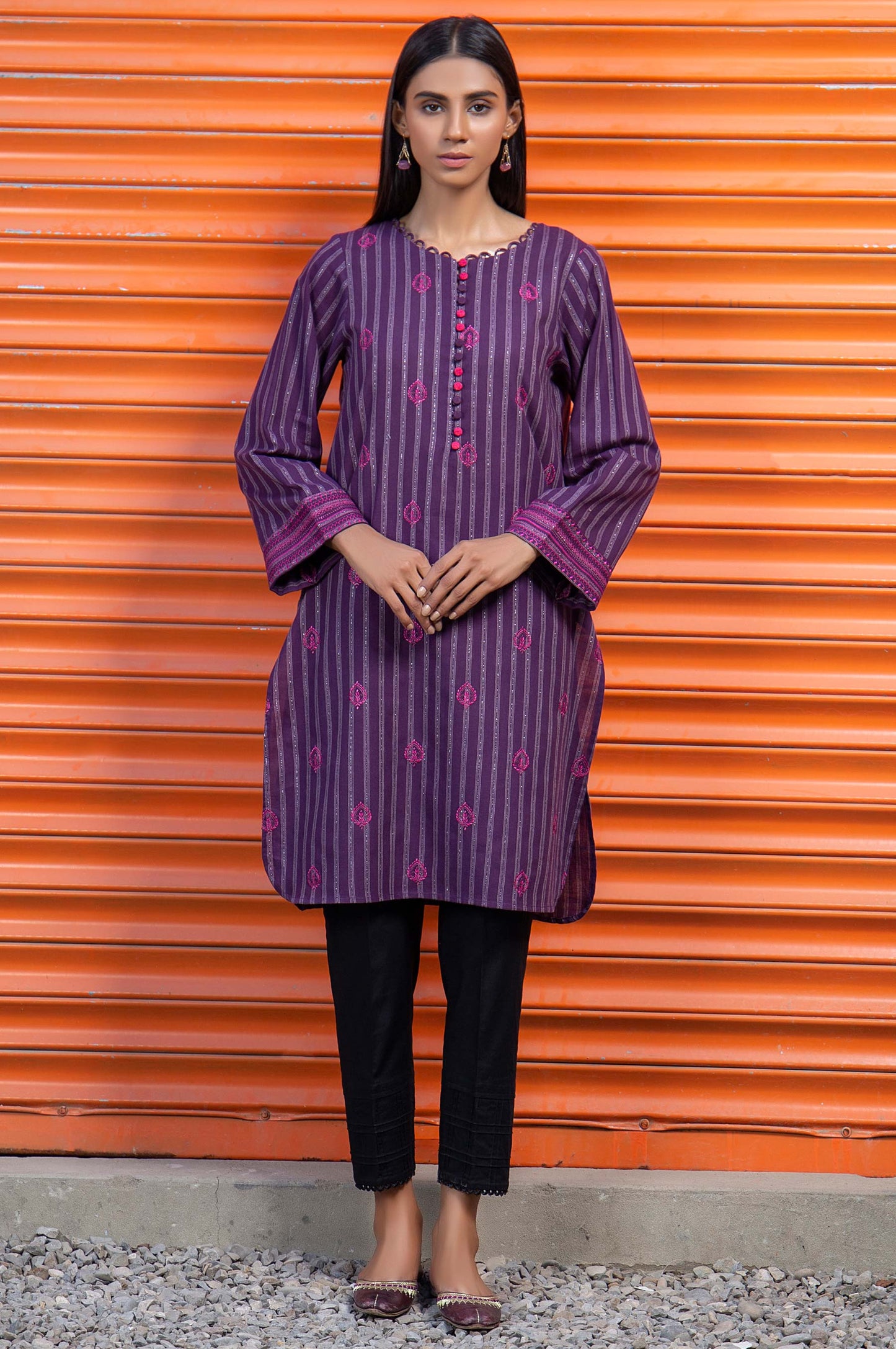 Stitched 1 Piece Embroidered Yarn Dyed Shirt