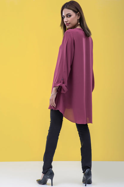 Stitched 1 Piece Embellished Crepe Shirt