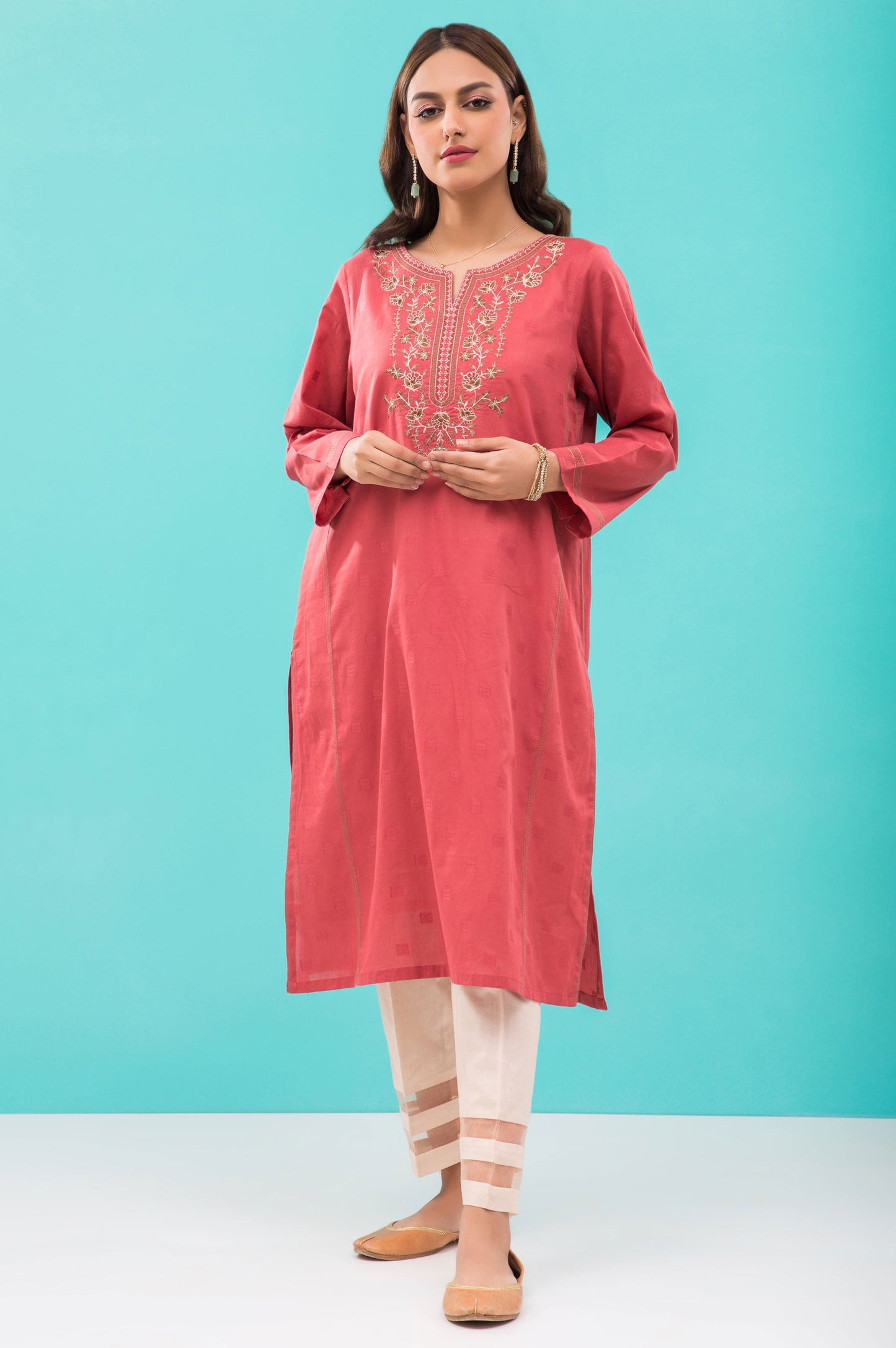 Stitched 1 Piece Embroidered Jacquard Shirt