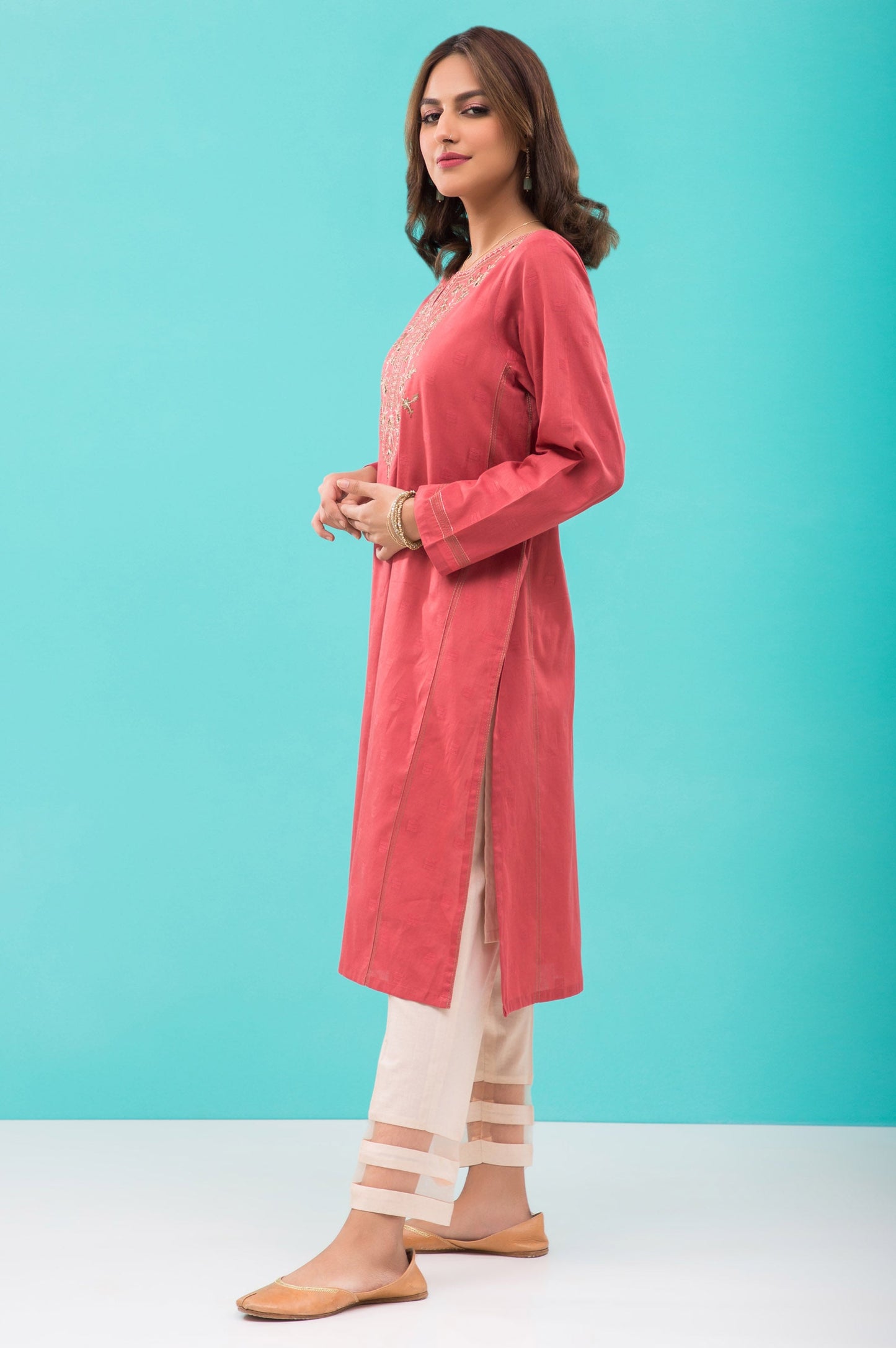 Stitched 1 Piece Embroidered Jacquard Shirt