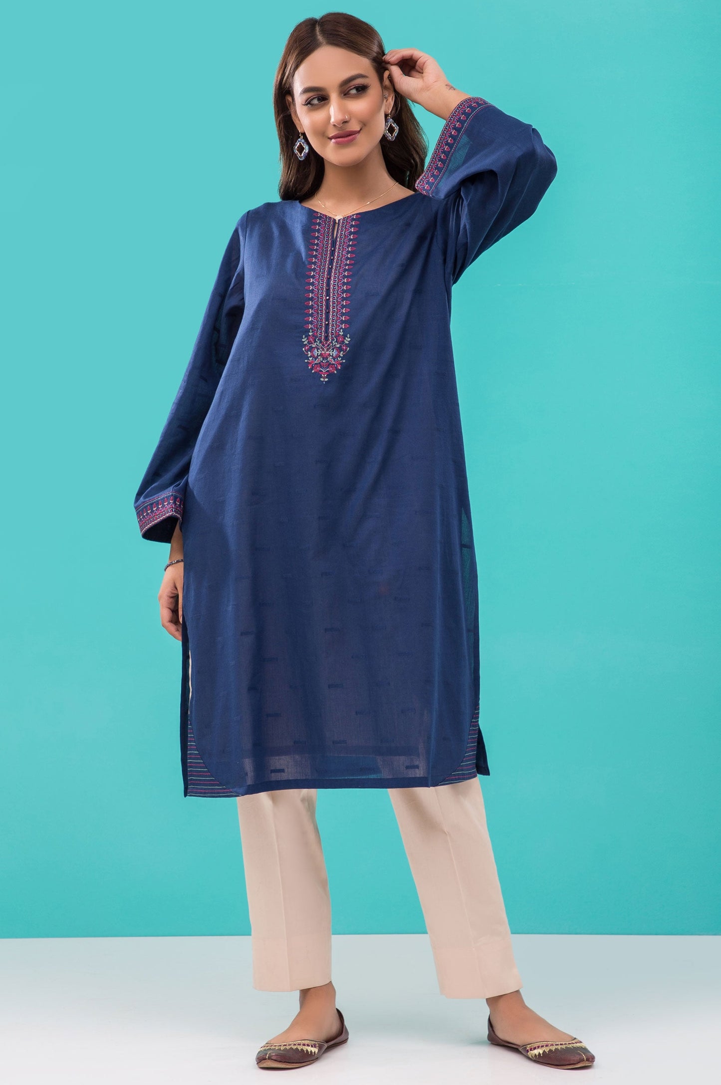 Stitched 1 Piece Embroidered Jacquard Shirt