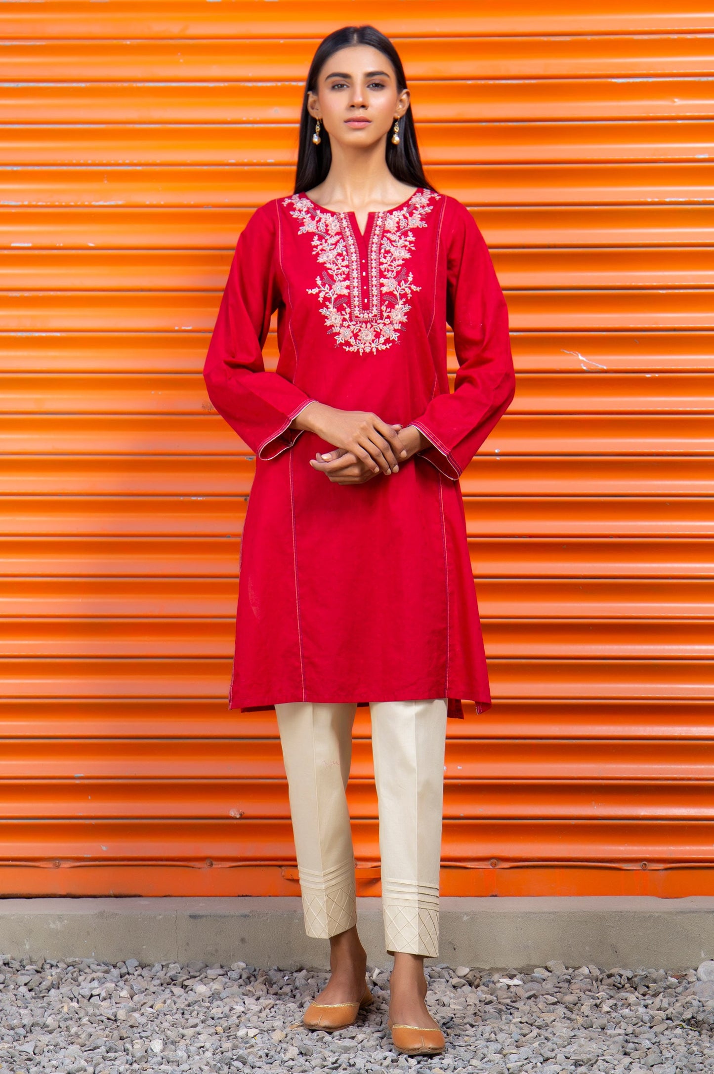 Stitched 1 Piece Embroidered Jacquard Shirt