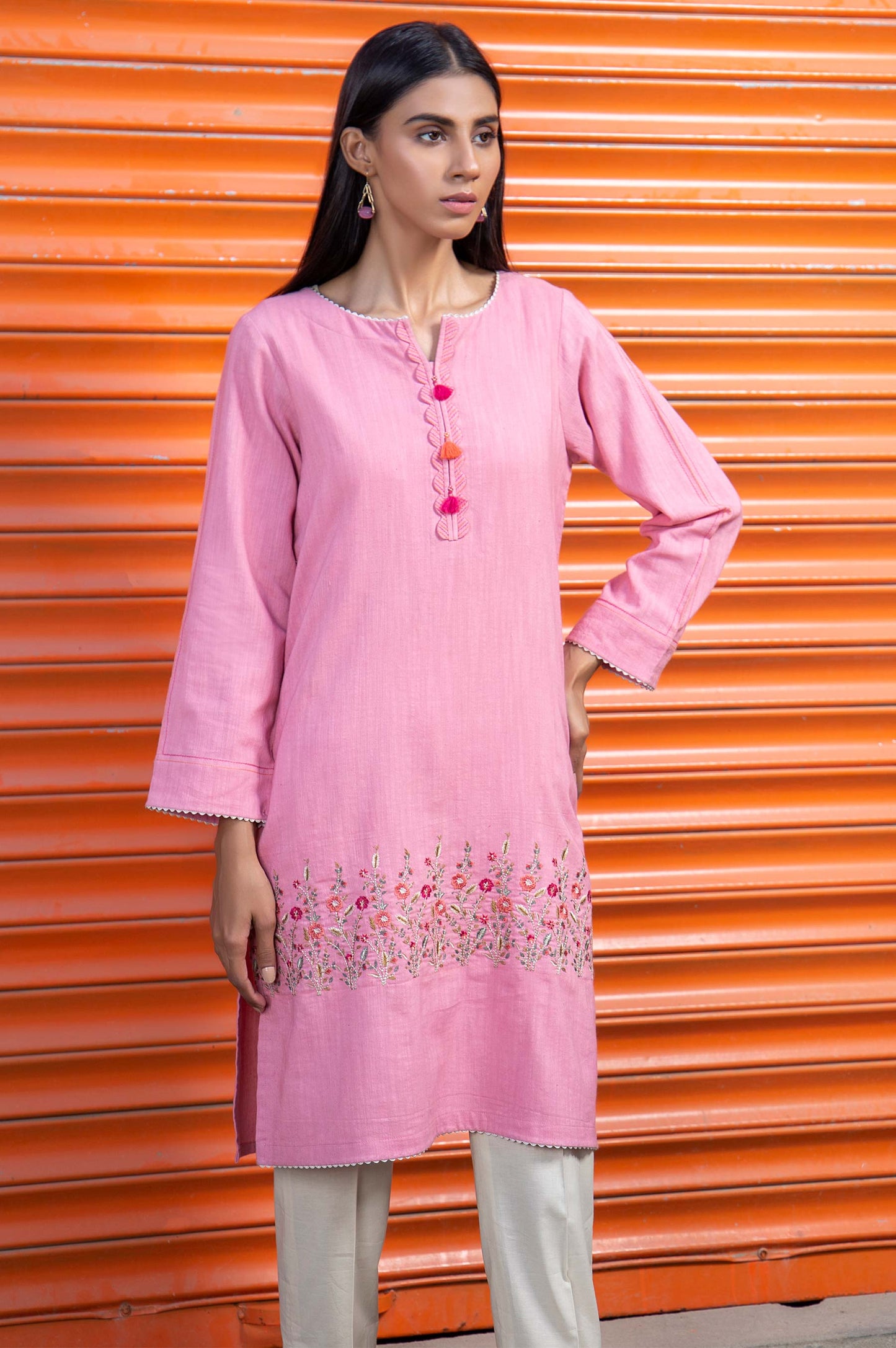 Stitched 1 Piece Embroidered Khaddar Shirt