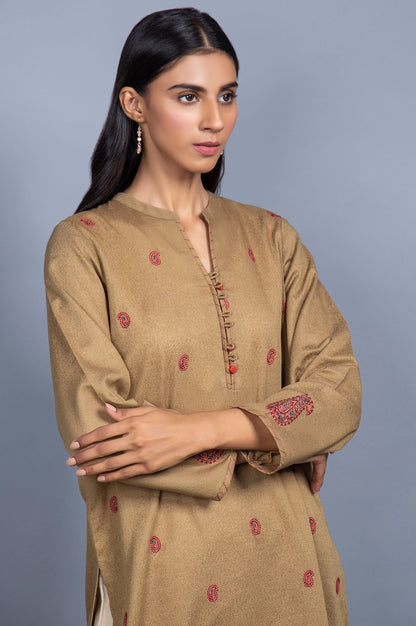 Stitched 1 Piece Embroidered Karandi Shirt