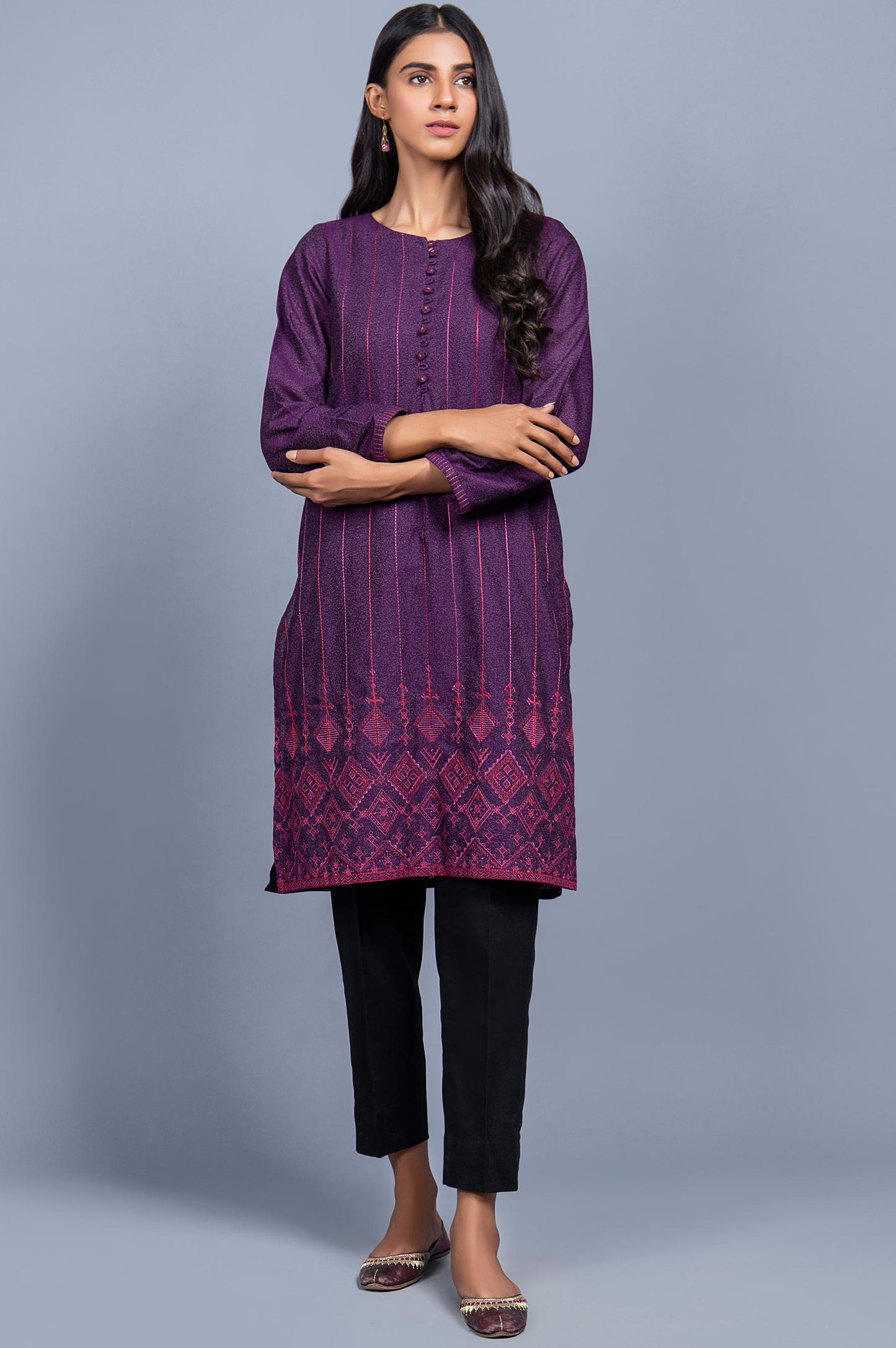 Stitched 1 Piece Embroidered Karandi Shirt
