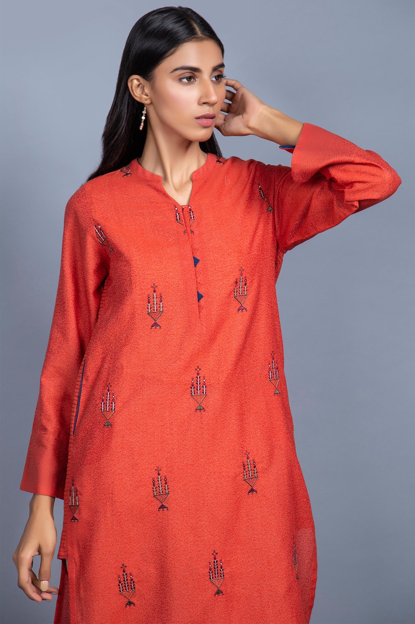 Stitched 1 Piece Embroidered Karandi Shirt