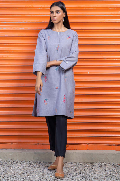 Stitched 1 Piece Embroidered Chambray Shirt