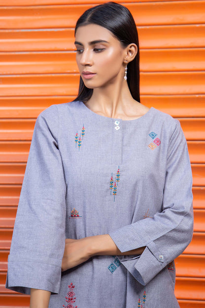 Stitched 1 Piece Embroidered Chambray Shirt