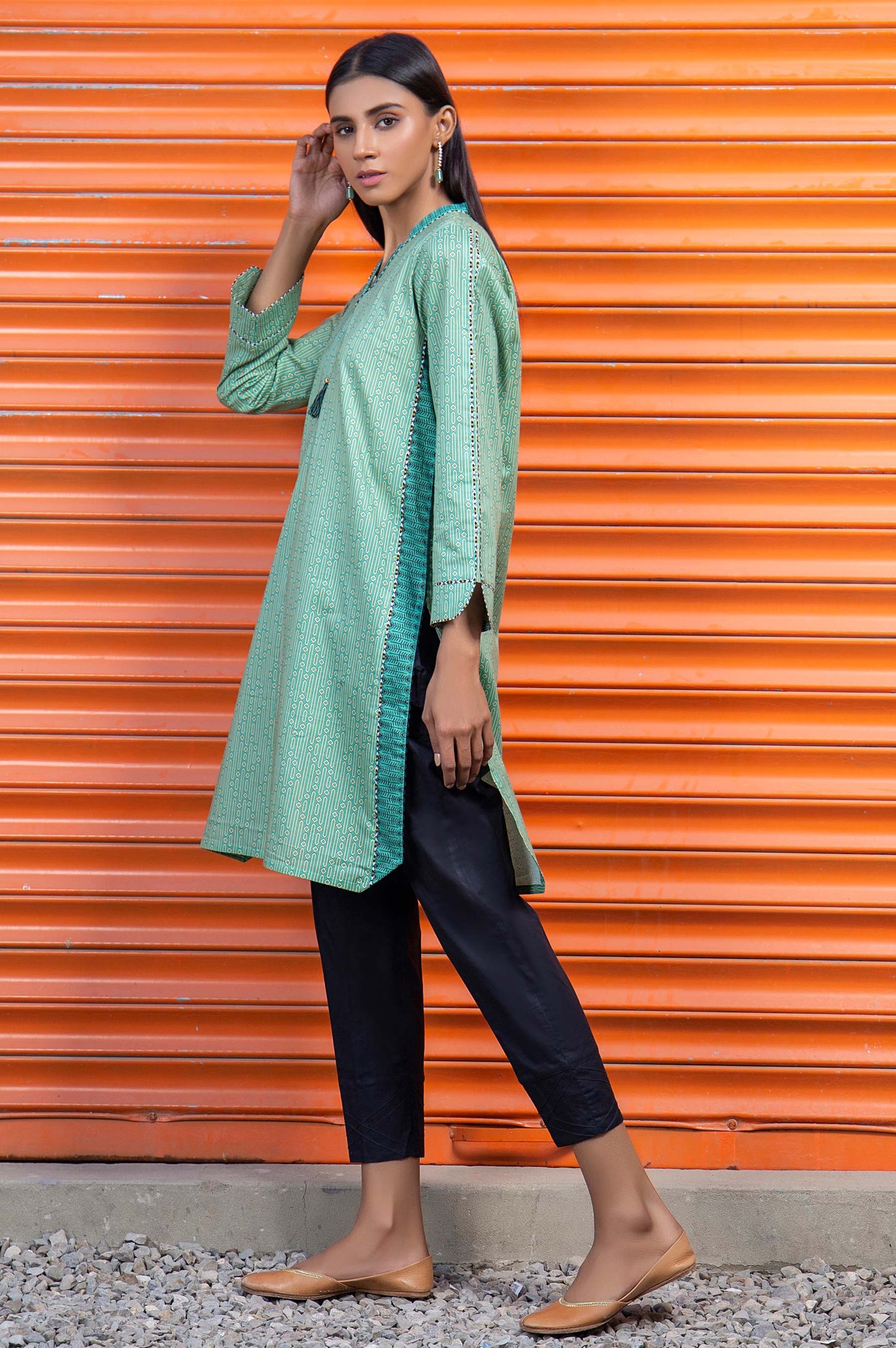 Stitched 1 Piece Embellished Cambric Shirt