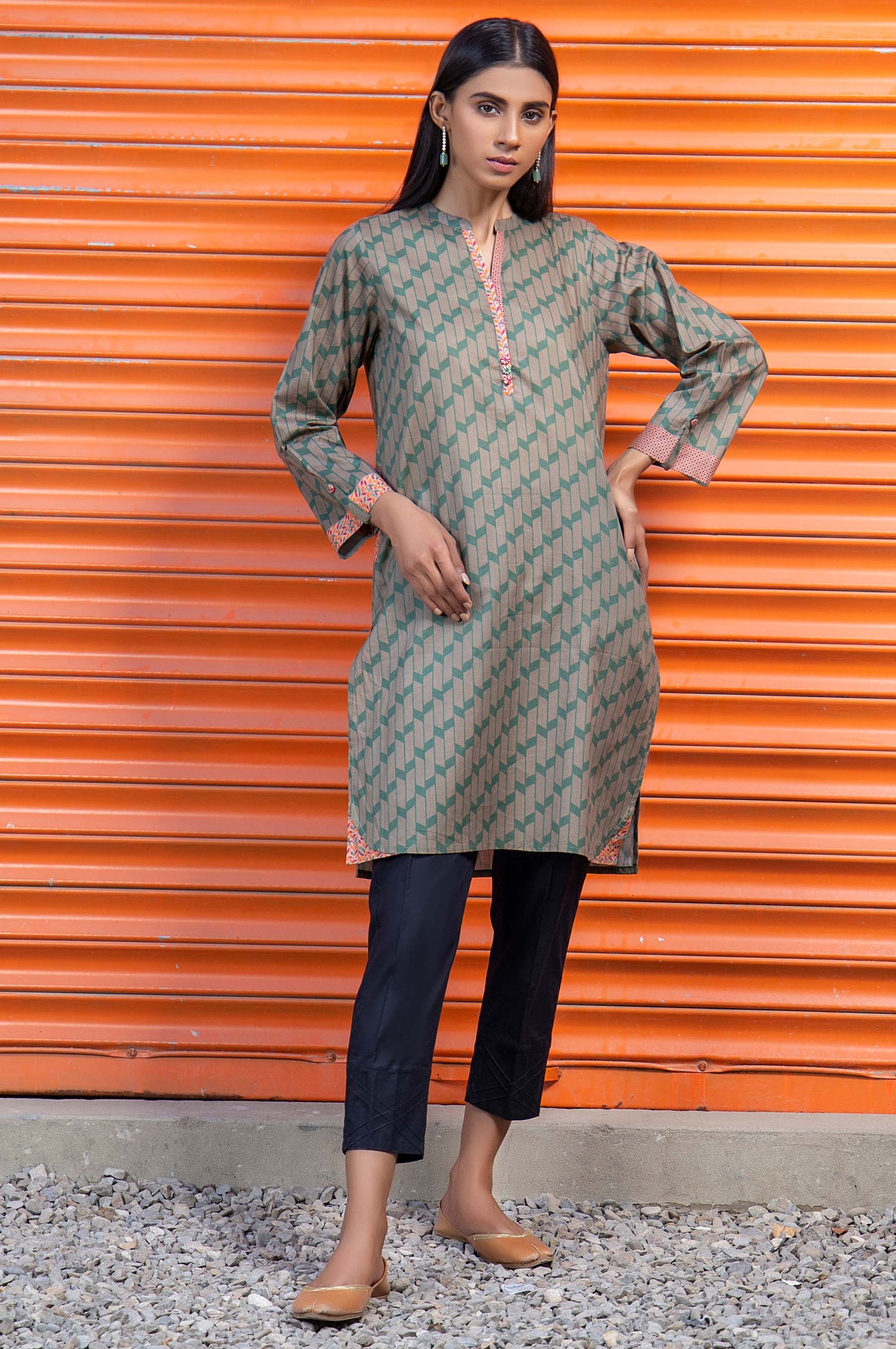 Stitched 1 Piece Embellished Cambric Shirt