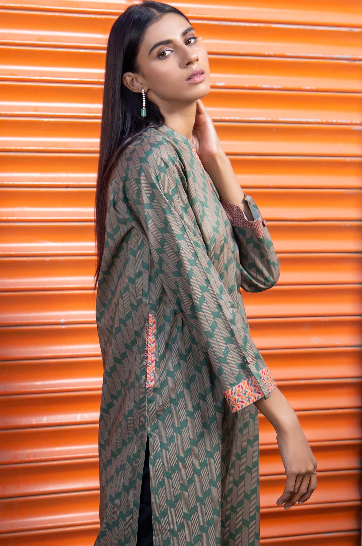 Stitched 1 Piece Embellished Cambric Shirt