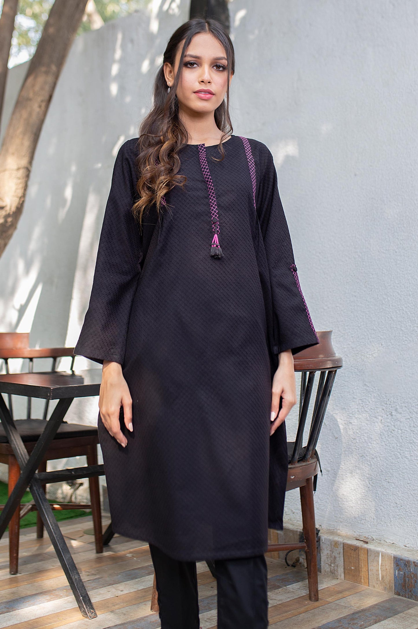 Stitched 1 Piece Embellished Jacquard Shirt