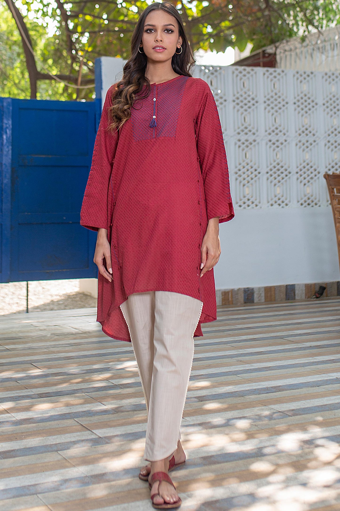 Stitched 1 Piece Embellished Jacquard Shirt