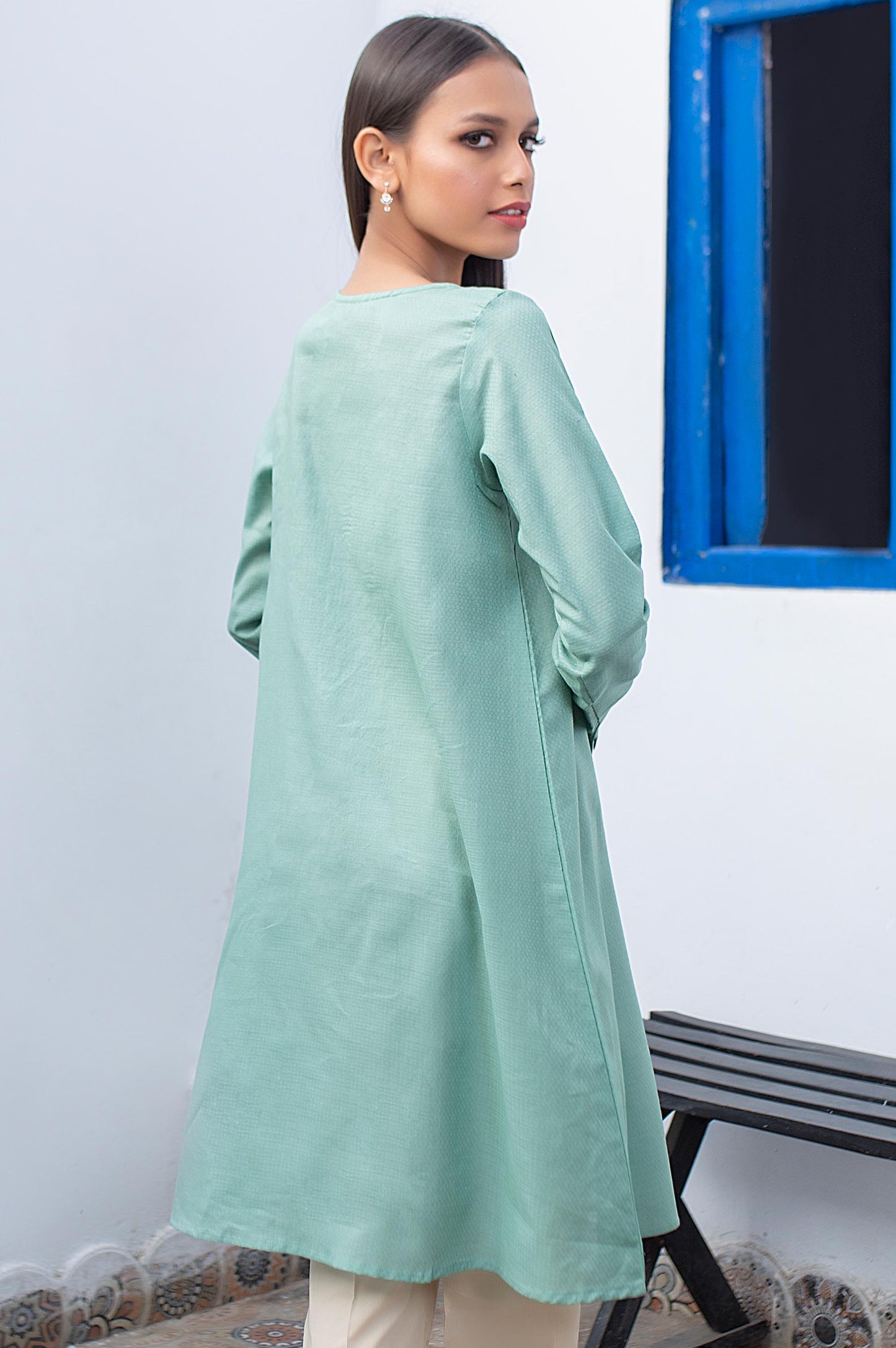 Stitched 1 Piece Embroidered Dobby Shirt