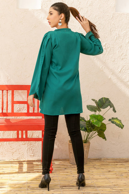 Stitched 1 Piece Embellished Crepe Shirt