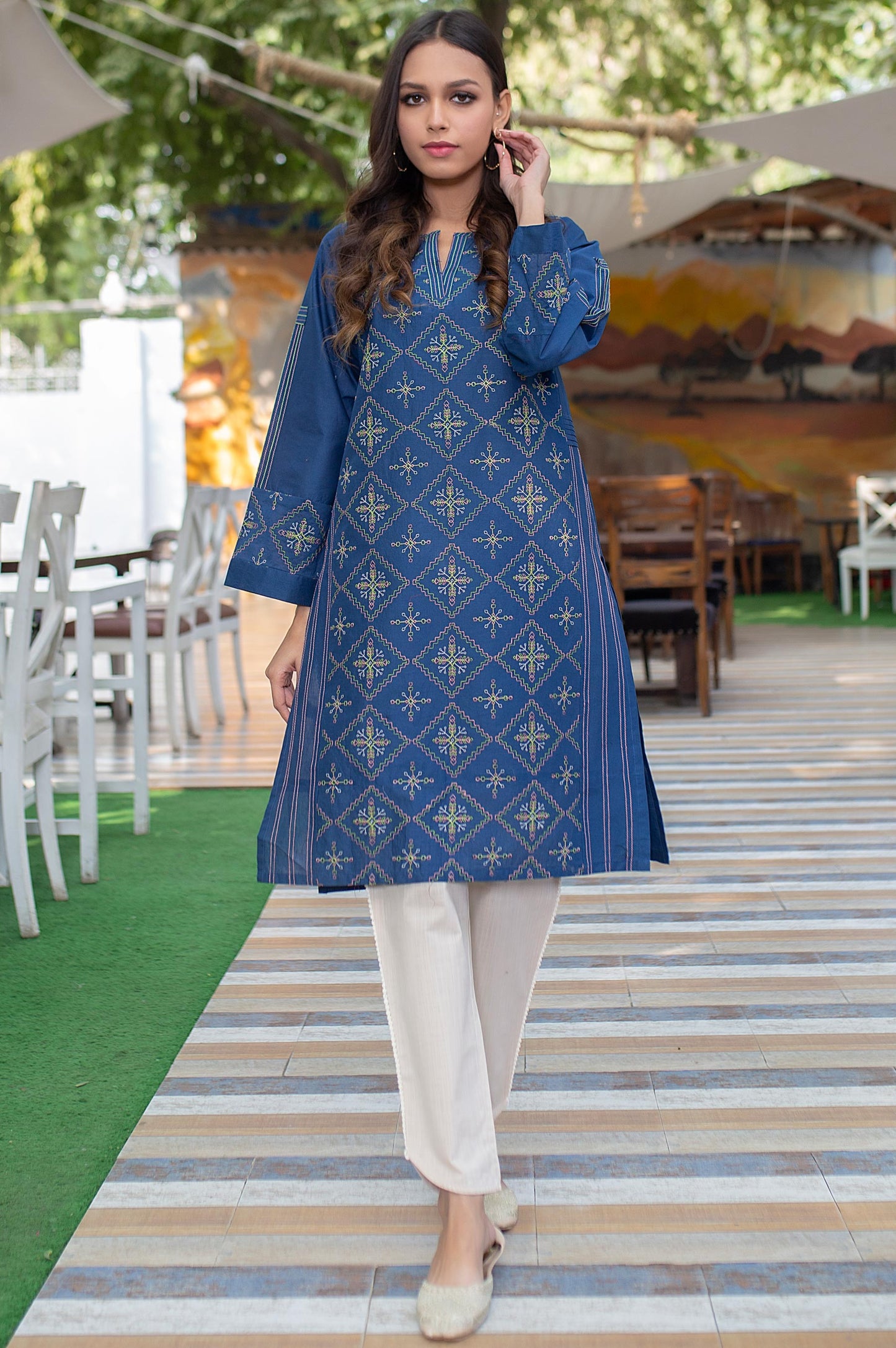 Stitched 1 Piece Embroidered Cambric Shirt