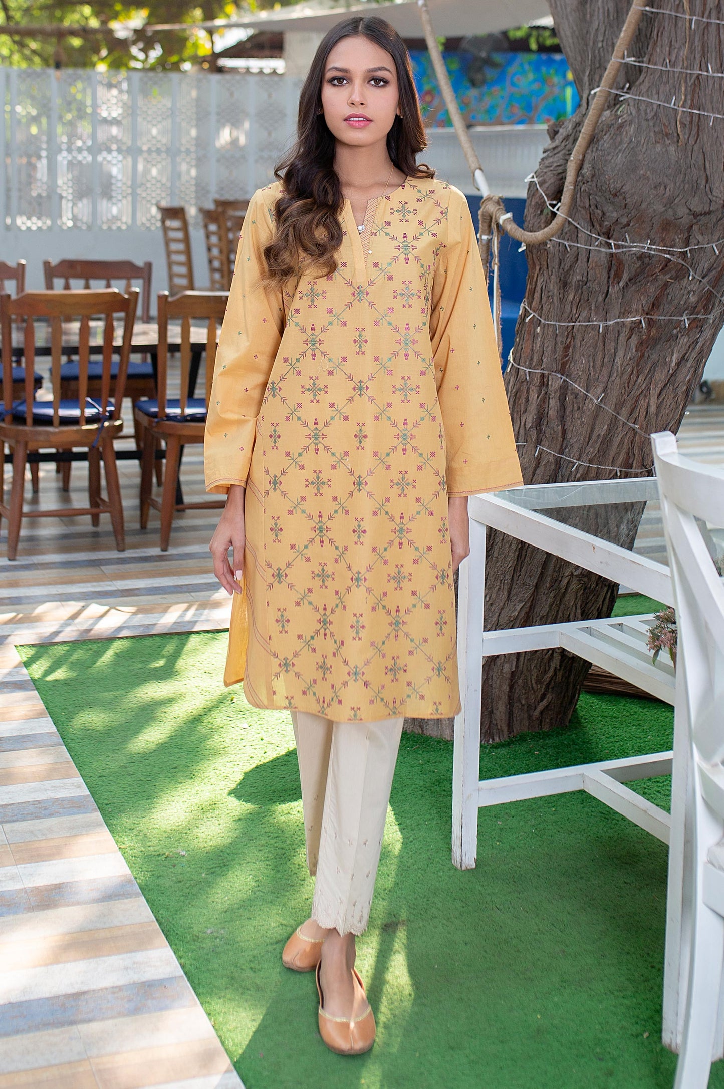 Stitched 1 Piece Embroided Cambric Shirt