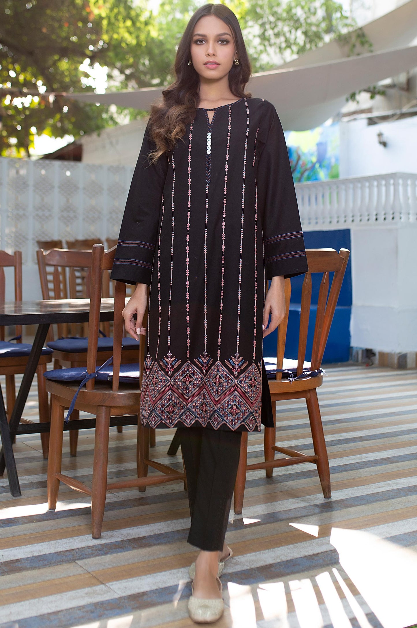 Stitched 1 Piece Embroided Cambric Shirt