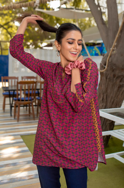 Stitched 1 Piece Embellished Crepe Shirt