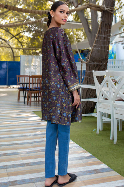 Stitched 1 Piece Embellished Satin Shirt