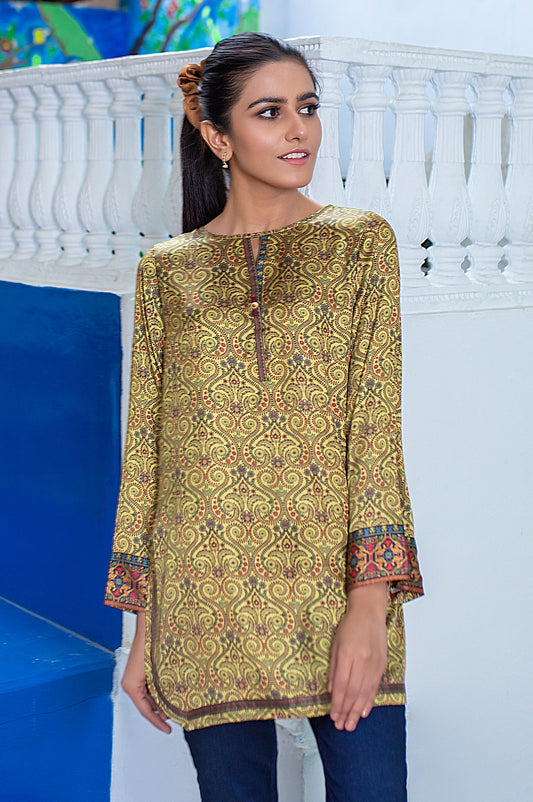 Stitched 1 Piece Embellished Satin Shirt