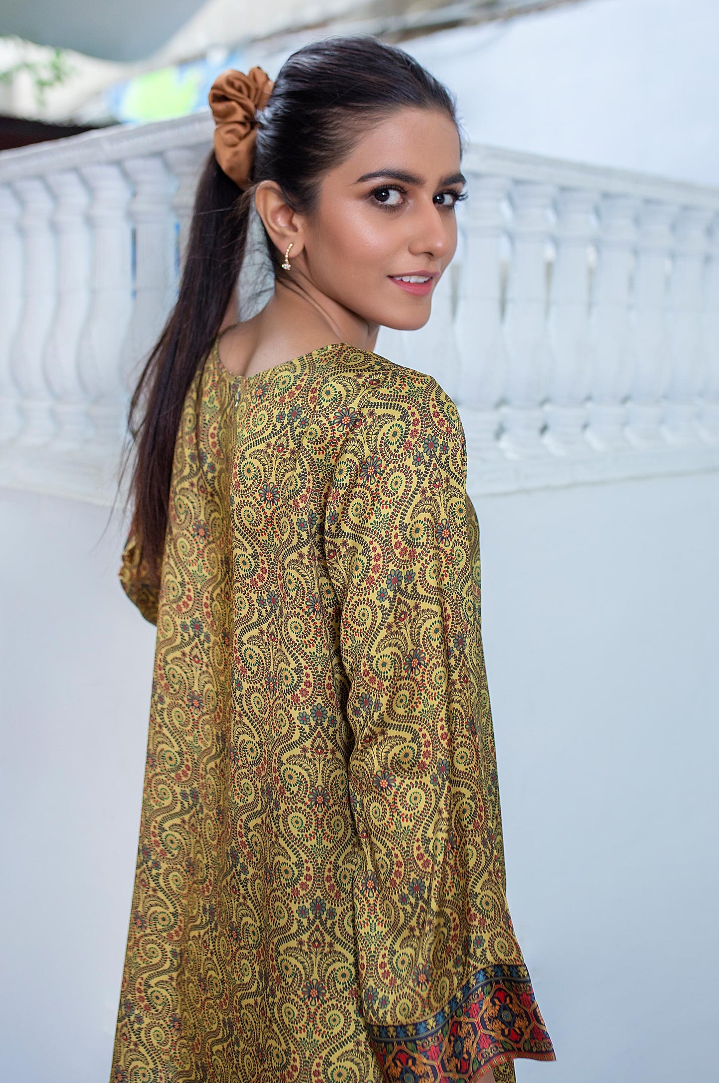 Stitched 1 Piece Embellished Satin Shirt