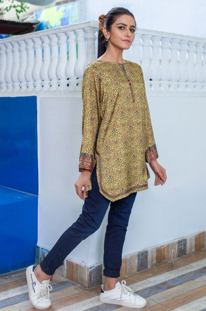 Stitched 1 Piece Embellished Satin Shirt