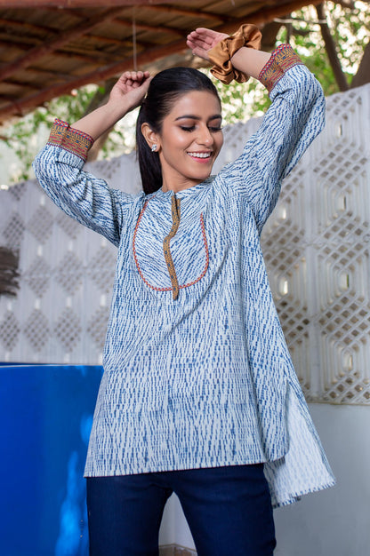 Stitched 1 Piece Embellished Crepe Shirt