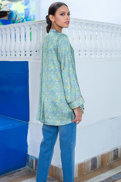 Stitched 1 Piece Embellished Satin Shirt