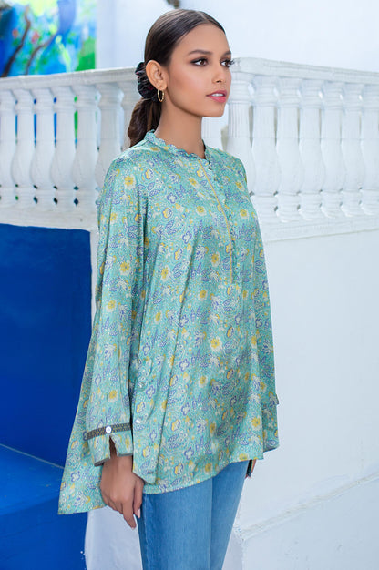 Stitched 1 Piece Embellished Satin Shirt