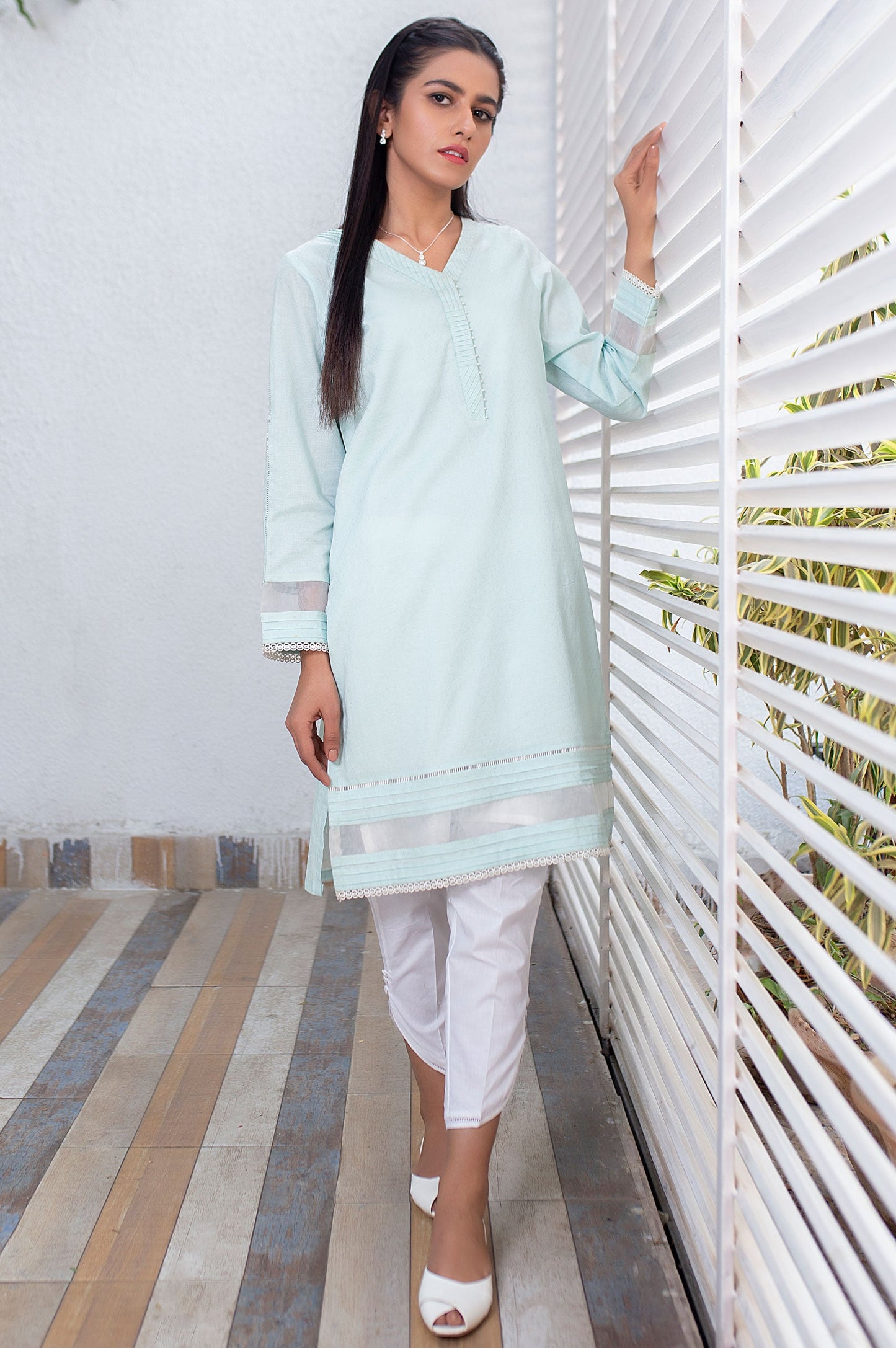 Stitched 1 Piece Embellished Jacquard Shirt