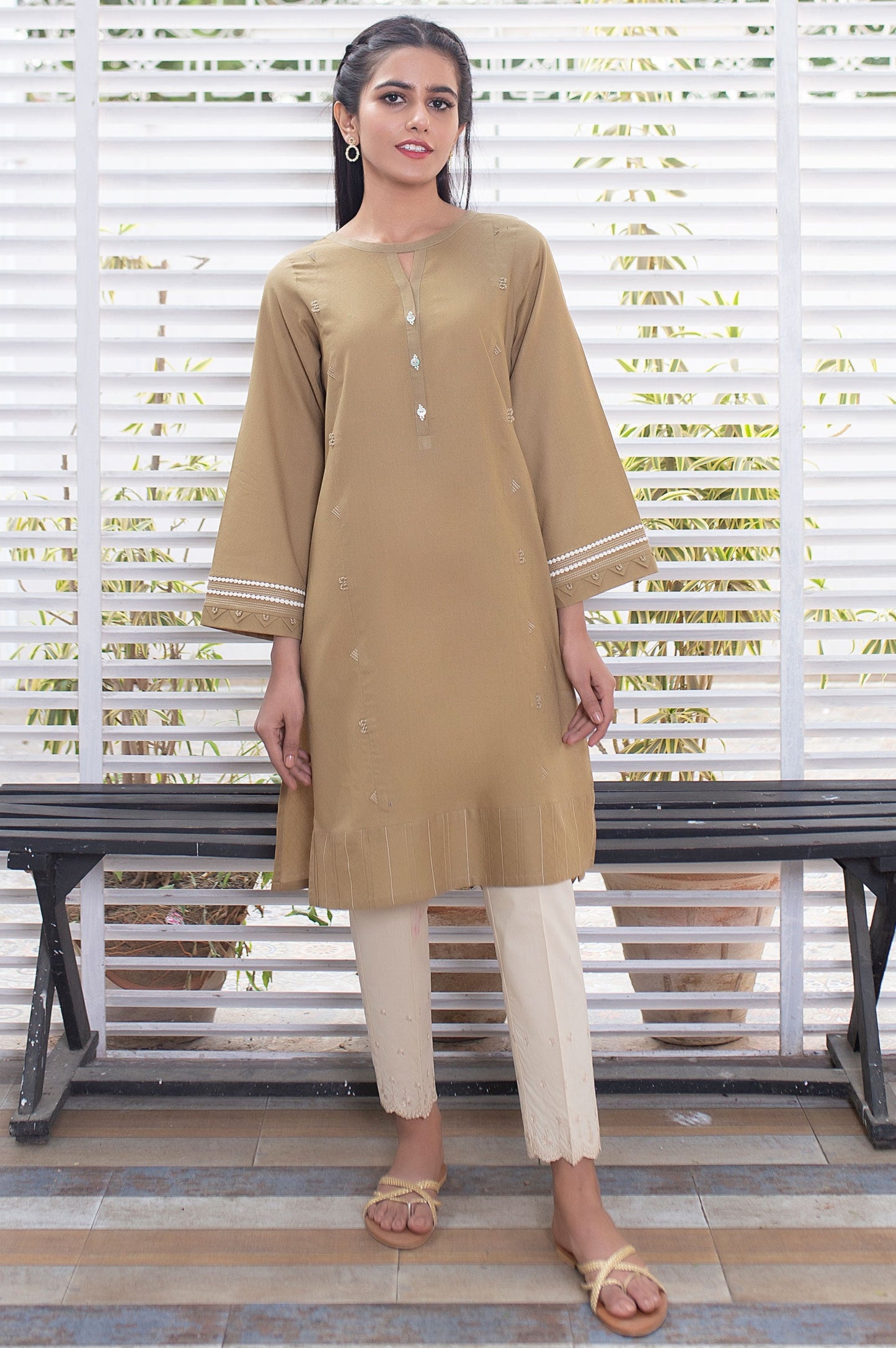 Stitched 1 Piece Embellished Jacquard Shirt