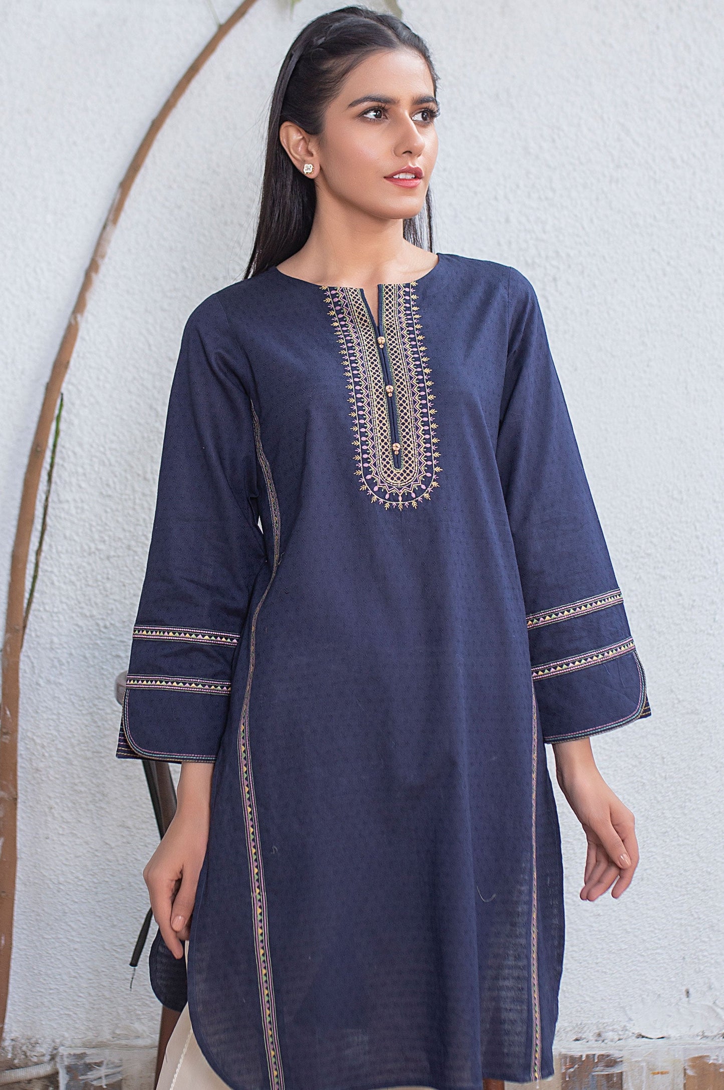 Stitched 1 Piece Embroided Jacquard Shirt