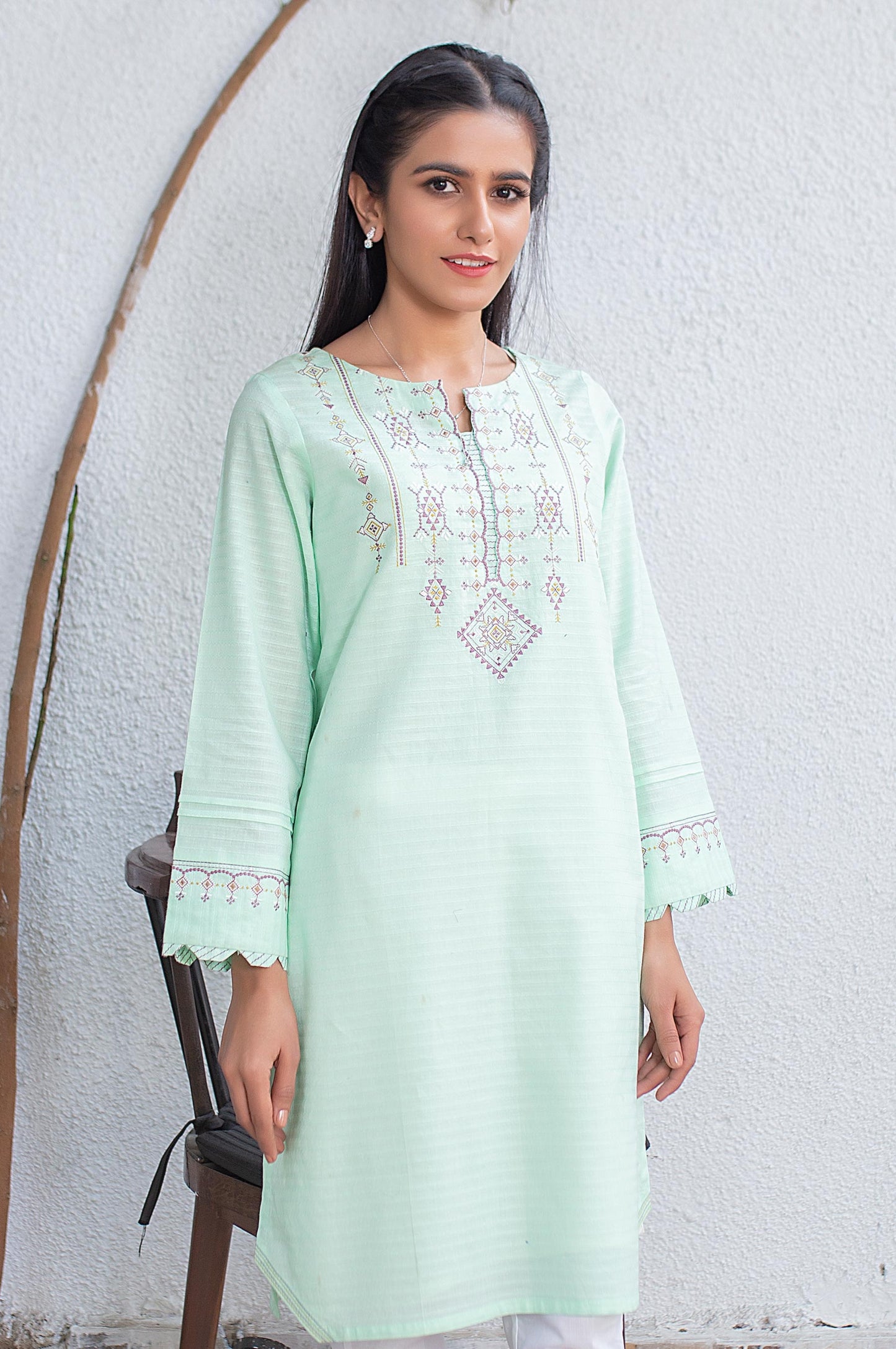 Stitched 1 Piece Embroided Jacquard Shirt