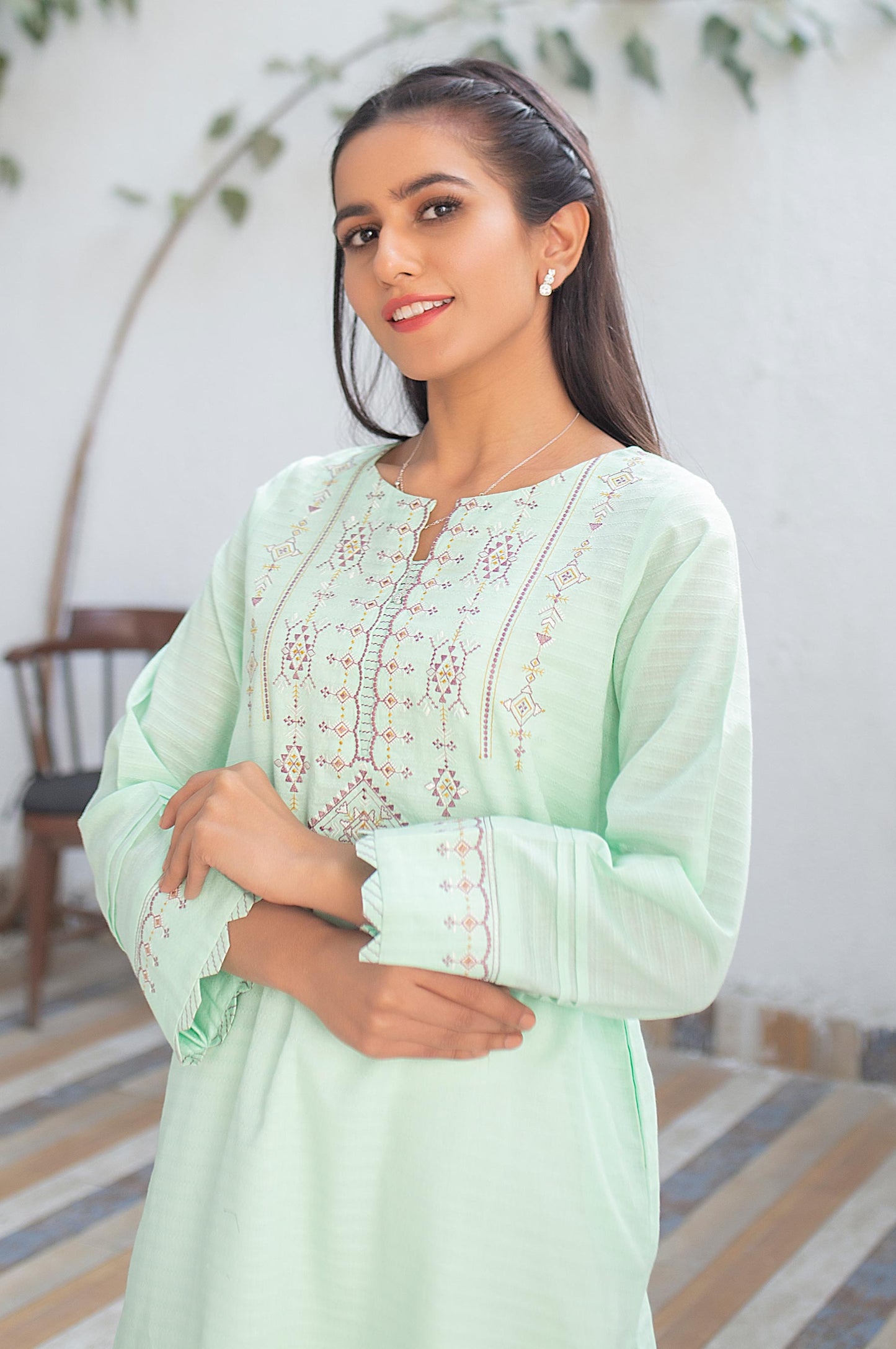 Stitched 1 Piece Embroided Jacquard Shirt