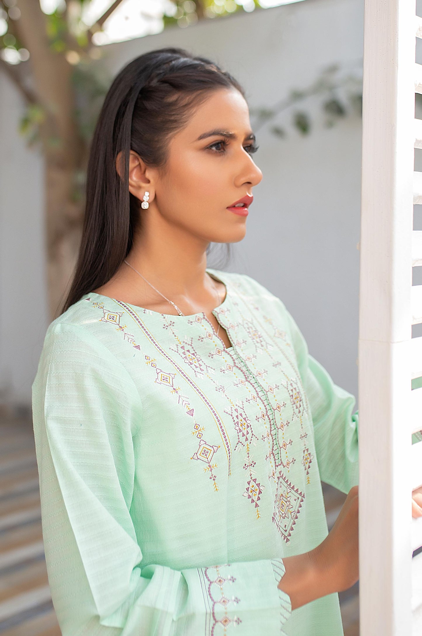 Stitched 1 Piece Embroided Jacquard Shirt