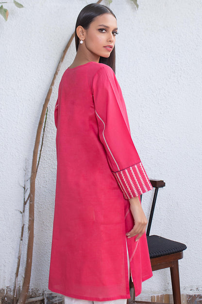 Stitched 1 Piece Embroided Slub Lawn Shirt