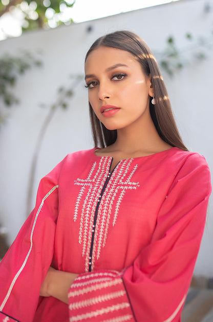 Stitched 1 Piece Embroided Slub Lawn Shirt